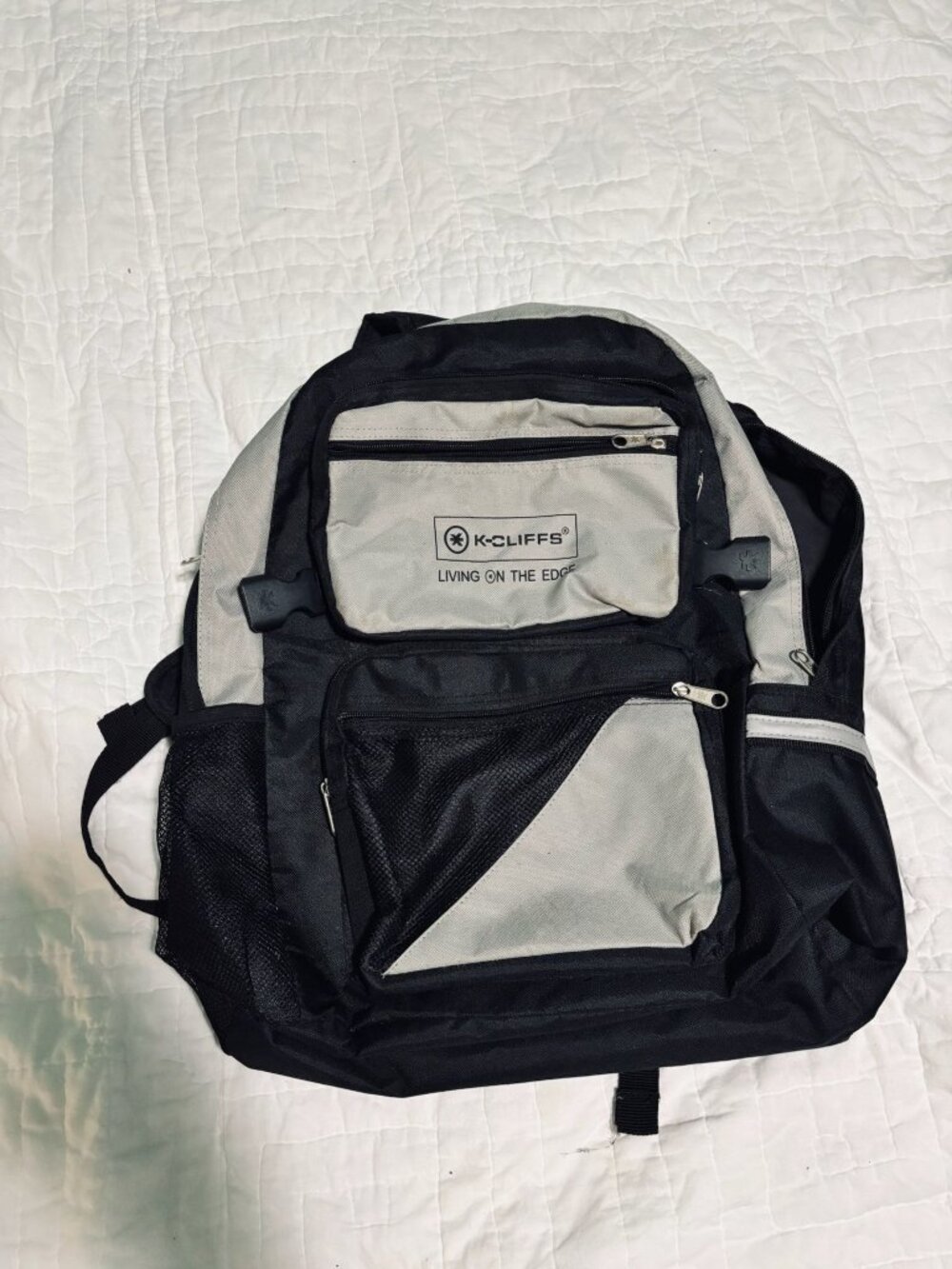 K-Cliffs Living On The Edge Backpack Black & Gray With Multiple Compartments And